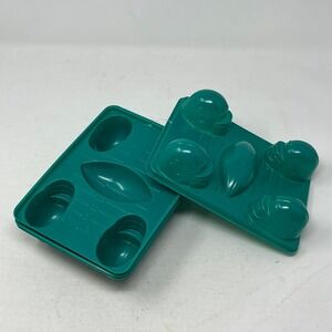 Jell-O Jigglers Football Helmet Gelatin Molds Teal Green Plastic Set Shot